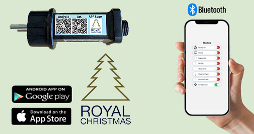 Smart Adapter - Adattatore intelligente: tutti gli alberi di Natale artificiali a LED sono dotati dell'adattatore intelligente con l'app Royal Christmas gratuita per iOS / Android