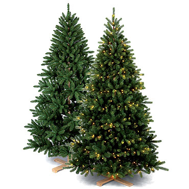 Alberi di Natale Artificiali con tronco e base in legno con / senza illuminazione Smart LED